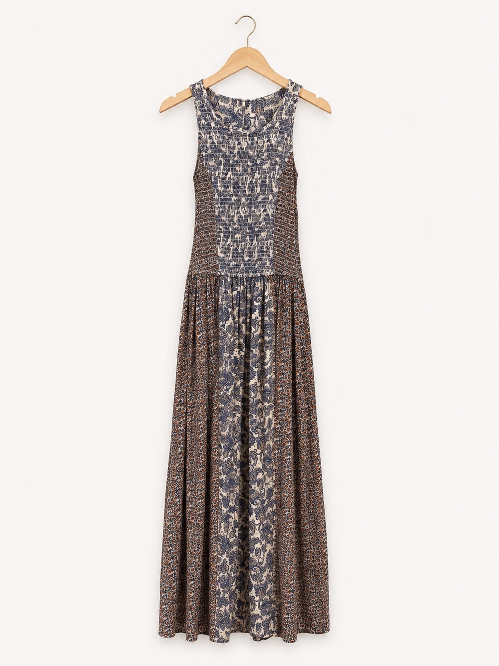 Boho Mixed Print Smocked Maxi Dress | Medium